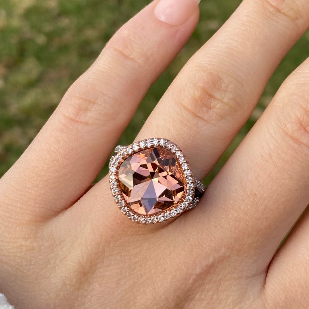 NEW 18k Rose gold plated Champagne Stone Ring - Picture 4 of 7